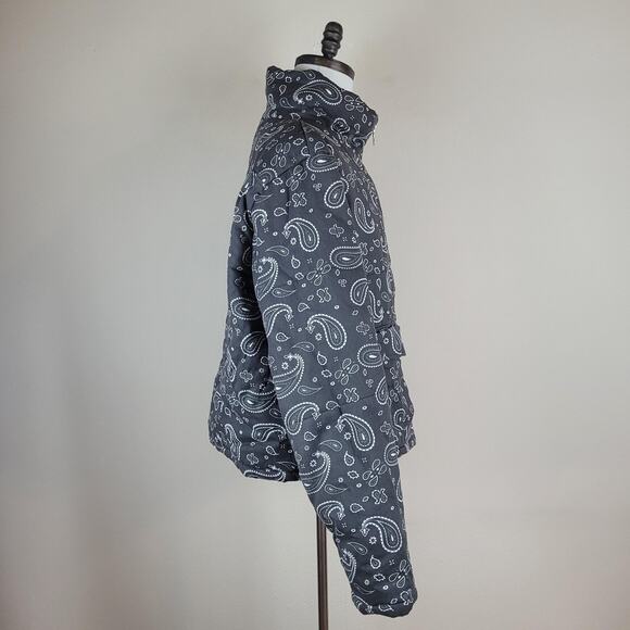MNML Jacket Mens Large Black Bandana Paisley Quilted Puffer Zip Stand Collar - Picture 2 of 8